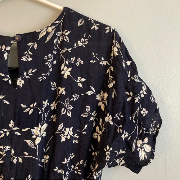 Scarlet maxi dress fit and flare navy blue floral size m vintage made in Canada - Picture 8 of 9